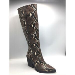 VINCE CAMUTO Womens Brown Snake Skin Gravana Toe Block Heel Western Boot 6.5